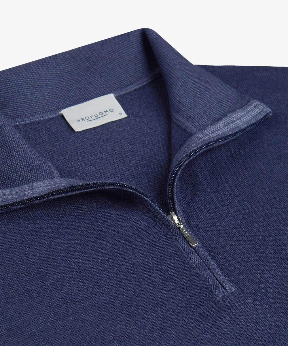 Profuomo - Half Zip Trui Wol Navy - Maat L - Modern-fit