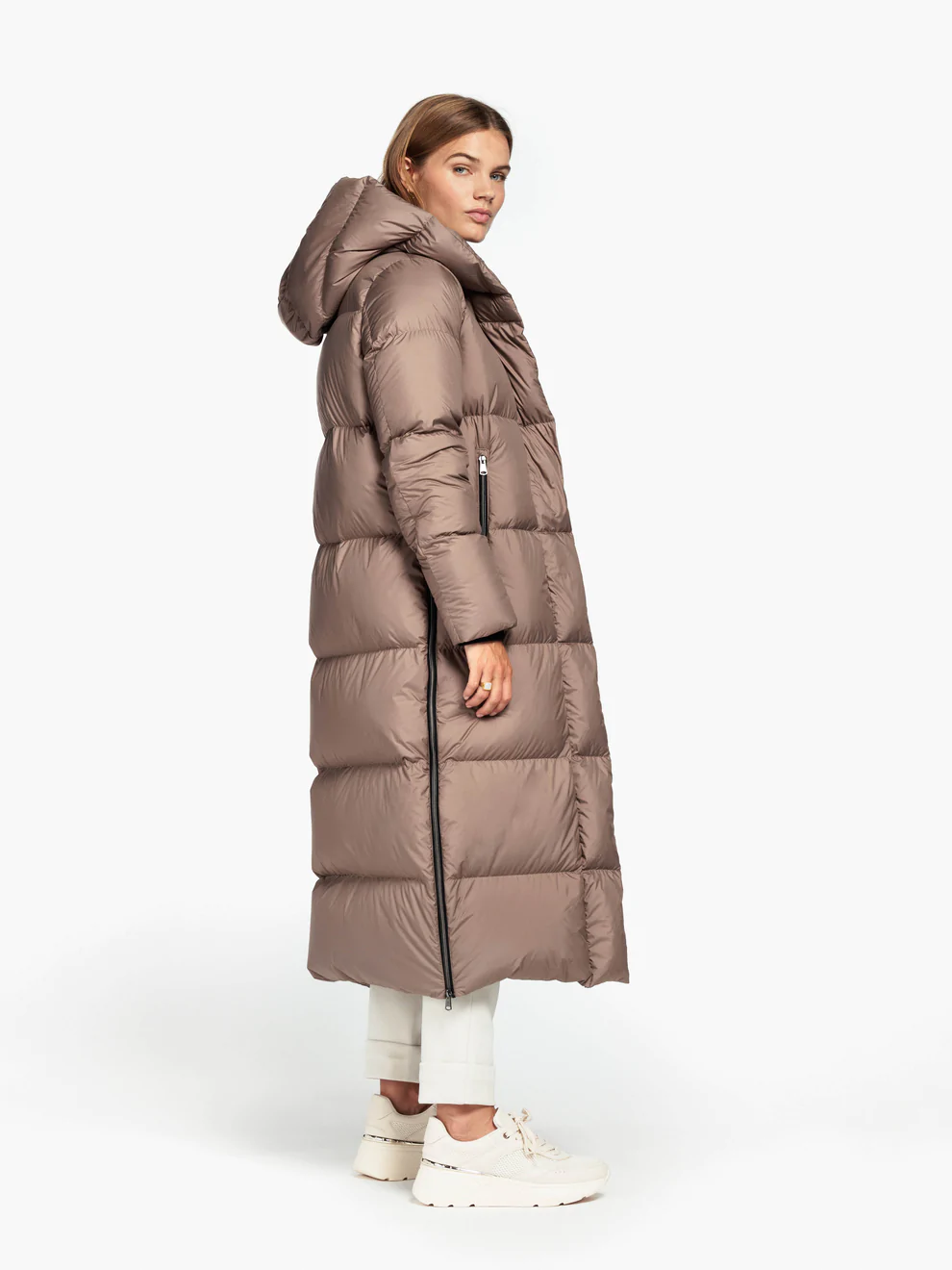 Beaumont Dames Puffer Long Coat Taupe