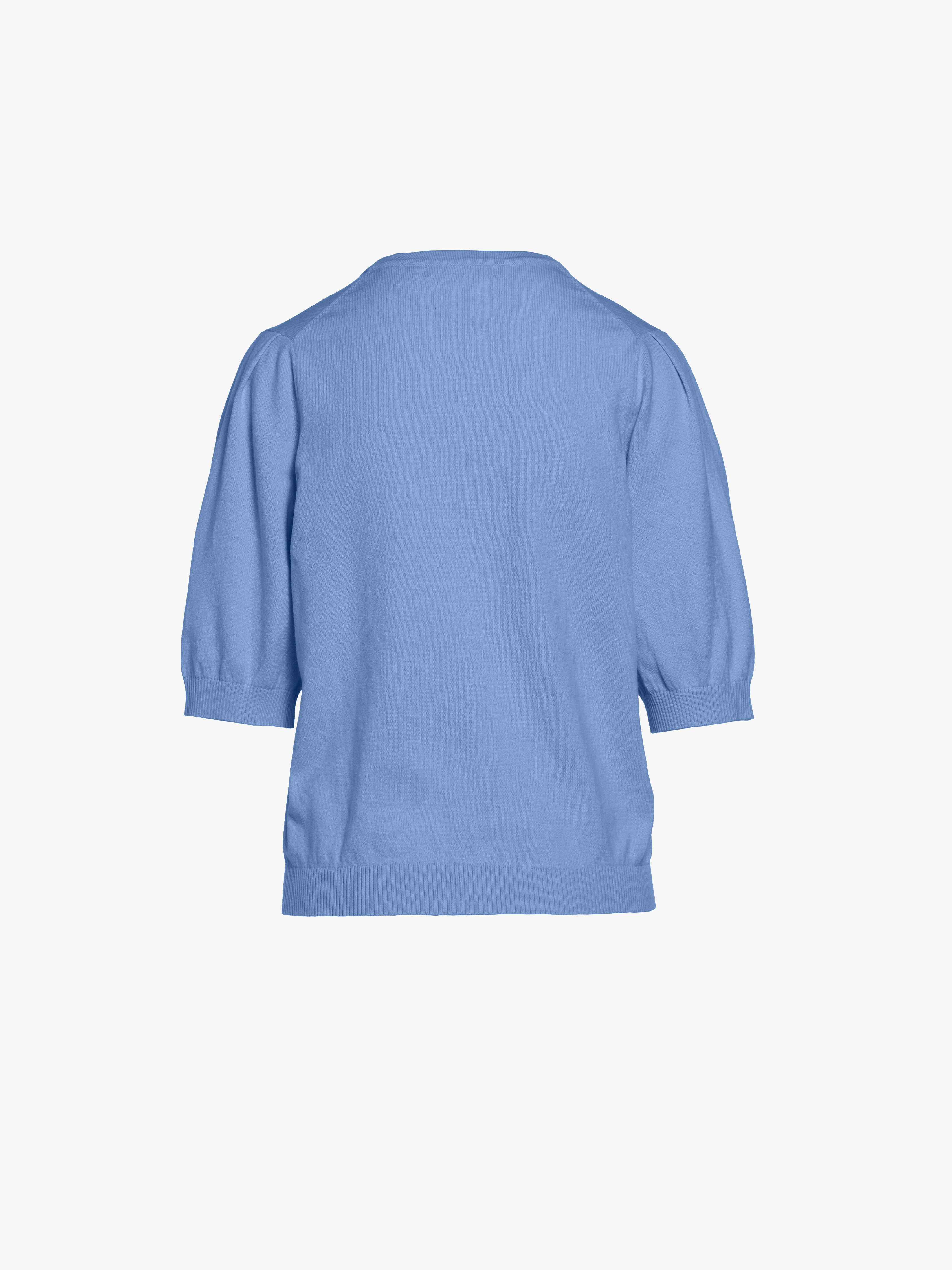 Beaumont Pullover Cotton-Cashmere V-Neck Short Sleeve Corn Blue