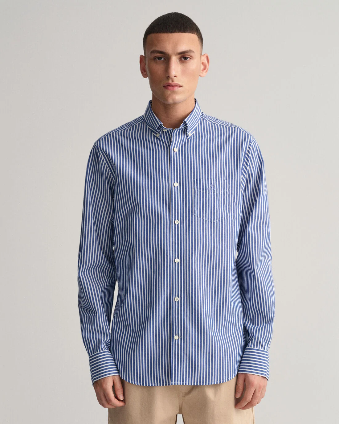 Gant - Broadcloath Overhemd Strepen Blauw - L - Heren - Regular-fit
